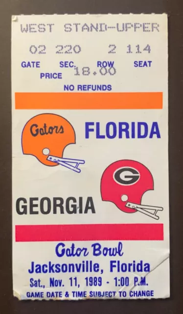 Florida Gators 11/11/1989 ORIGINAL college football ticket vs Georgia Bulldogs