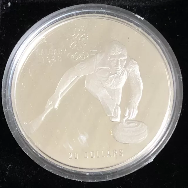 Canada 20 Dollar Münze 1988 Olympia Curling 925 Silber 33,6 Gramm