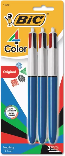 BIC 4 Color Ballpoint Pen, Medium Point (1.0Mm), 4 Colors in 1 Set of Multicolor 2