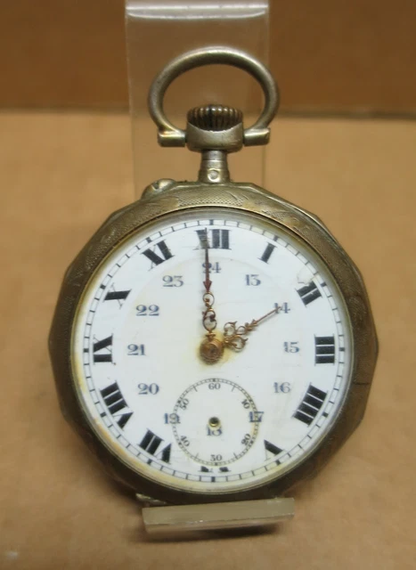 Montre Gousset Ancienne - Mouvement à Remontoir - Boîtier Acier - Occasion Vintage