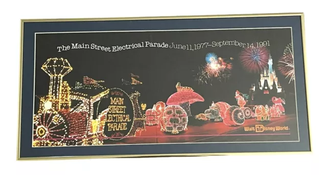 VTG Walt Disney World Mainstreet Electrical Parade 9x20 Framed Farewell Poster