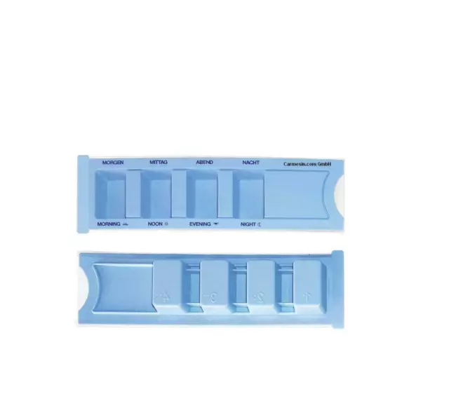 5 x Medikamentendispenser BLAU Tablettenbox Dispenser 1Tag 4  Fächer