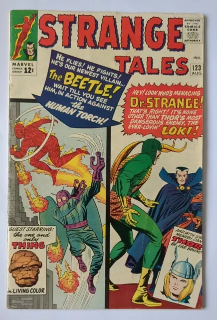 Strange Tales #123, 1st Beetle Appearance, 1964, Dr Strange, Loki, VF