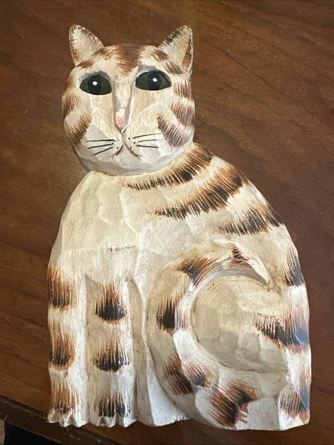 JAMES HADDON SIGNED Folk Art Cat Figurine Set of 2 $38.95