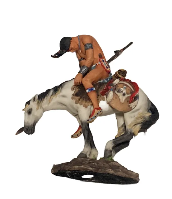Native American Indian Warrior In Horse and Spear End Of The Trail Figure Statue