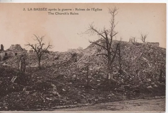 CPA - LA BASSÉE après la Guerre - Ruines de l'Eglise