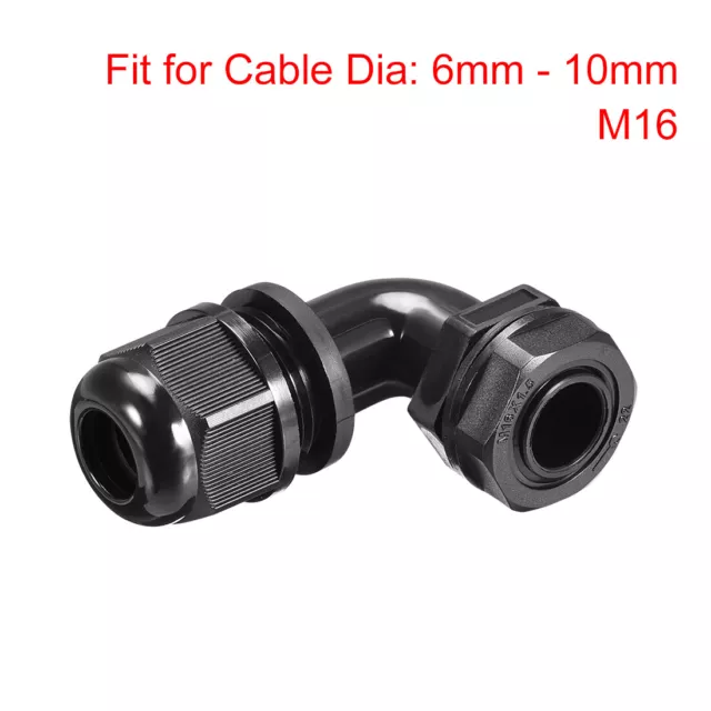 M16 Cable Gland , 90 Degree Waterproof Nylon Joint for 6mm-10mm Dia Cable Wire 2