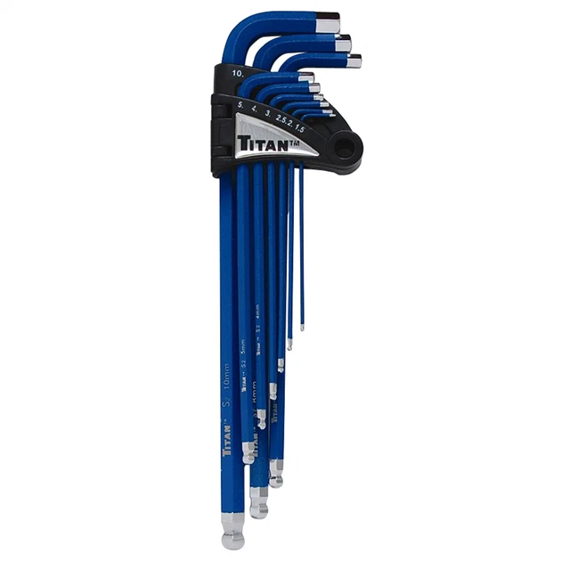 Titan 12714 9 Pc. Xtra Long Arm Ball End Hex Key Set (Metric)