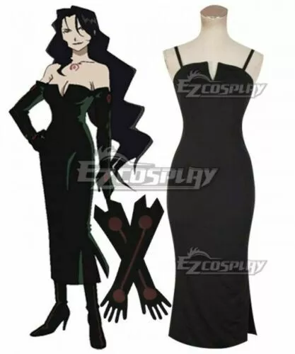 Fullmetal Alchemist Lust Black Dress Cosplay Costume #