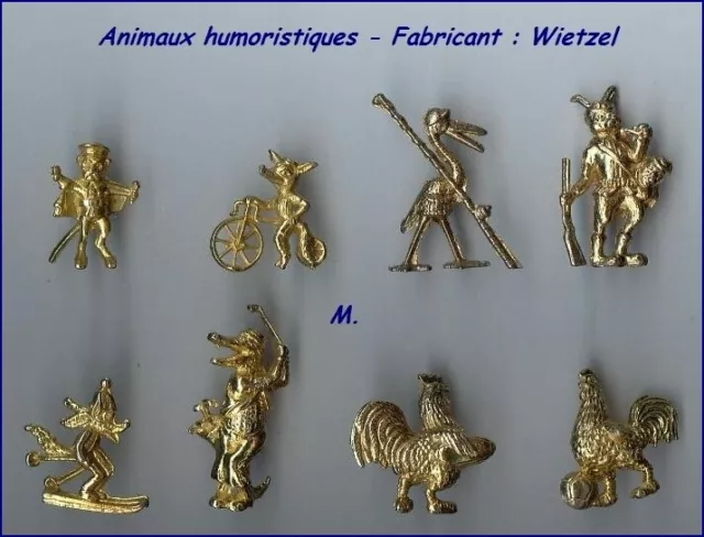 WIETZEL ANIMAUX HUMORISTIQUES FEVE METAL DORE OR 3D au choix