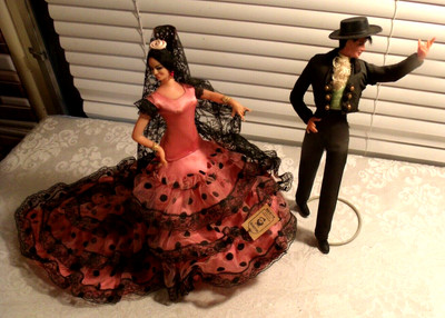 Vintage Marin Chiclana Spanish Flamenco Dancer Dolls Set 10" Male Female