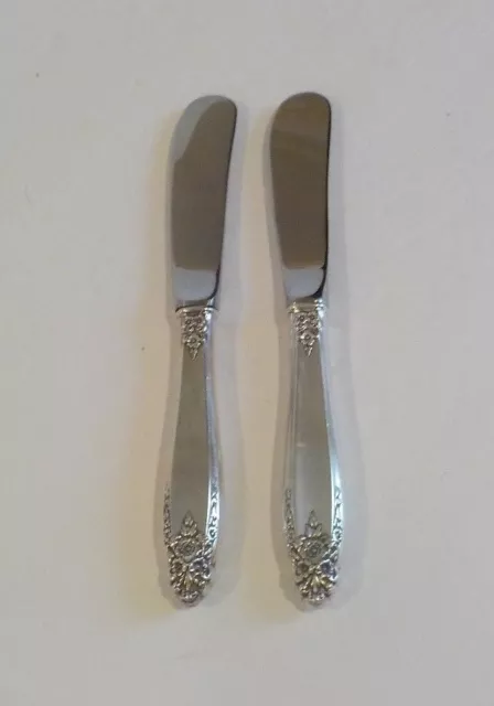 Pair International PRELUDE Sterling Silver Paddle Butter Spreaders / Knives