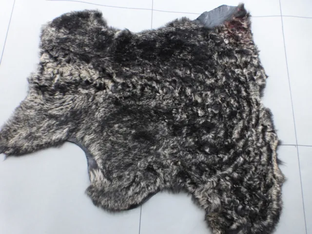 Piel de oveja piel de cuero Karakul marrón moteado/negro/crema cabello rizado ondulado