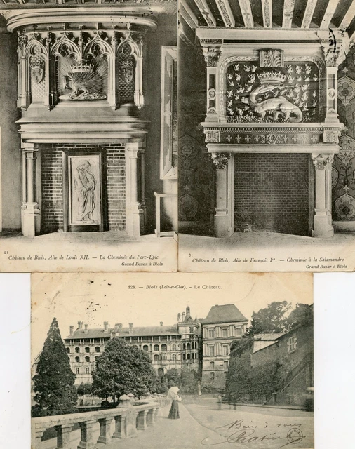 *31527 cpa lot of 3 cards Blois - the castle