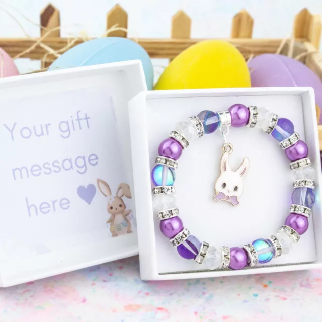 Purple Bunny Rabbit Bracelet, Easter Jewellery For Girls, Cute Personalised Gift