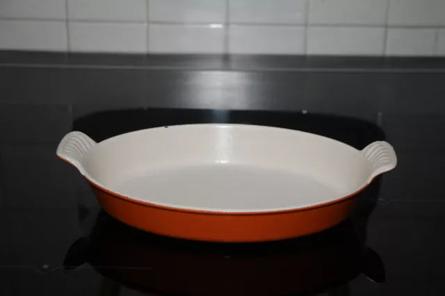 Plat à gratin ovale N°24 Le Creuset en fonte orange vintage