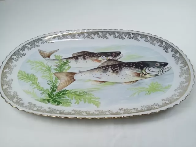 Magnifique Plat à poisson en véritable porcelaine 37x23cm