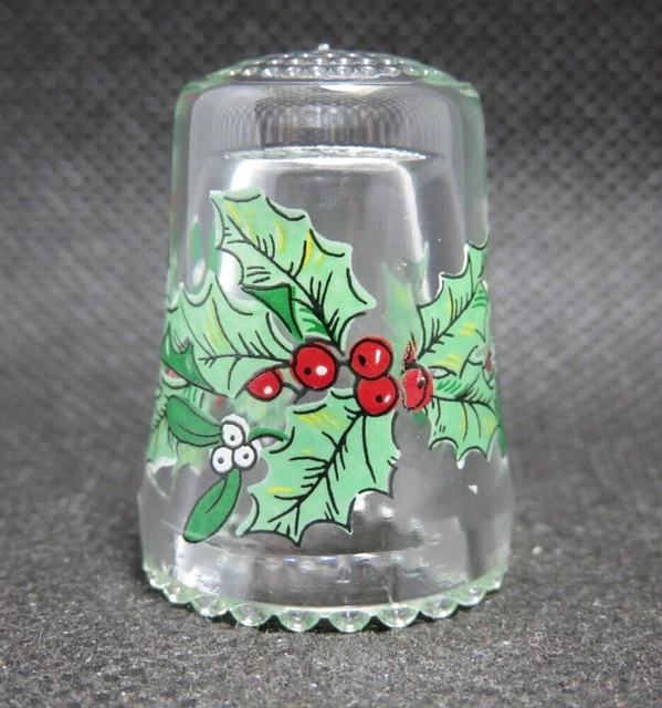 Ullman Crystal Glass Germany Thimble - Mistletoe