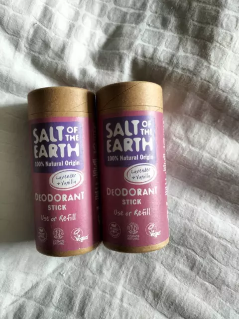 2 x Salt of the Earth, Lavender & Vanilla Vegan Natural Deodorant Stick 75g