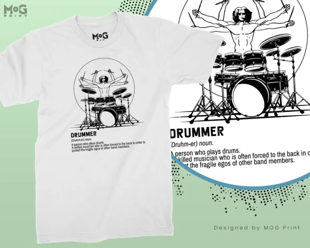 Vitruvian Man Drummer T-shirt Funny Drums Player Drumming Rock Band Music Gift