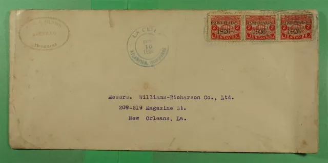 DR WHO 1928 HONDURAS OVPT LE CEIBA TO USA j93251