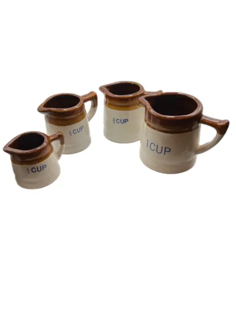 Measuring Cups Stoneware Pottery Brown Tones Mini Jugs Pitchers set of 4