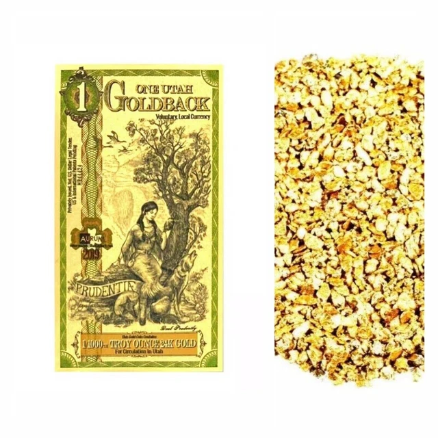 1 Utah Goldback Aurum 24Kt Gold Foil Note Bu + 10 Piece Alaskan Gold Nuggets