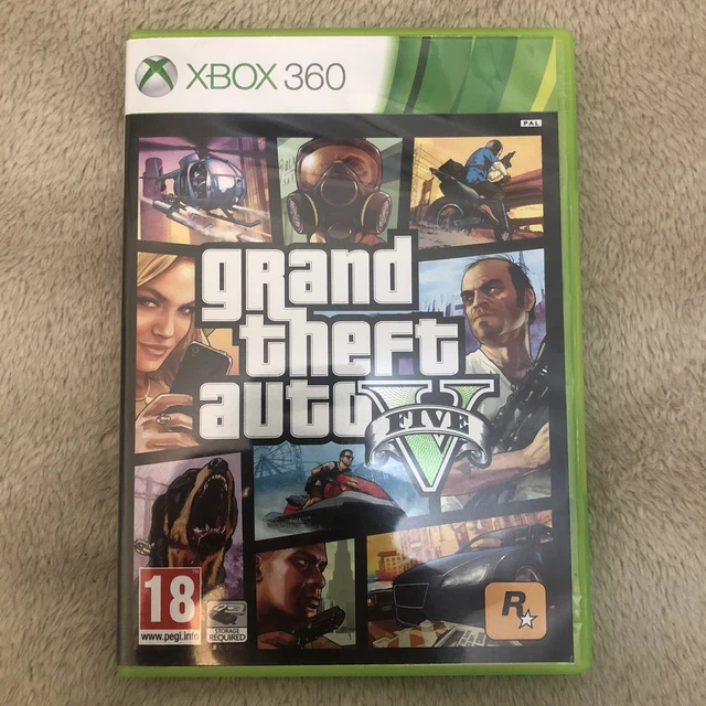 GTA 5 Xbox 360 Game Complete 2 Disc + Manual + Map Grand Theft Auto V Pegi 18