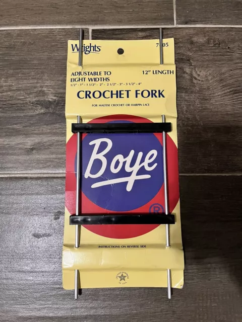 Vintage Boye 12” Adjustable Width Crochet Fork For Maltese Crochet/Hairpin Lace