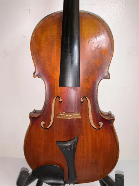 Antique Violin 4/4 Unbranded￼ Repair Project,  No Name No Date  W/Case No Bow