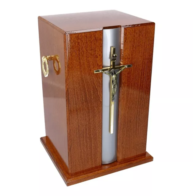 Schöne Erwachsene Einäscherung Schatulle Urne für Asche Catholic Holz Mit Kreuz