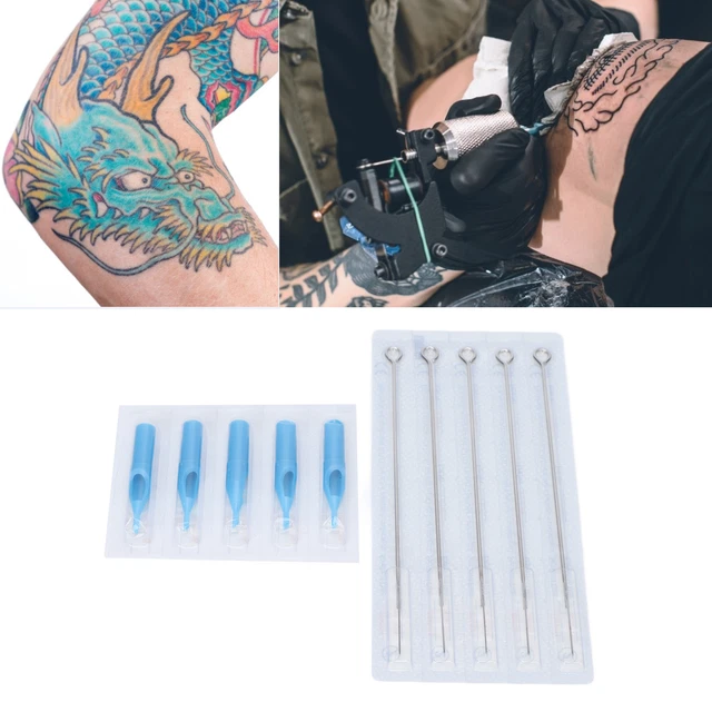 (Aguja de tatuaje 3RS + boquilla de aguja 3DT) Juego de puntas de agujas de tatuaje desechables 50 piezas