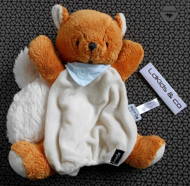 DOUDOU KALOO ECUREUIL BISCOTTE PLAT MARIONNETTE BANDANA BLEU - 25 cm D1496