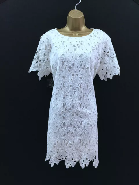 Ax Paris Ladies Ivory Cream Crochet Lace Shift Dress Size 16 New Wedding Party