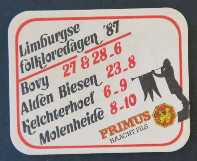 Sous-bock bière PRIMUS LIMBURGESE FOLKLODAGEN 1987 beermat Bierdeckel 14