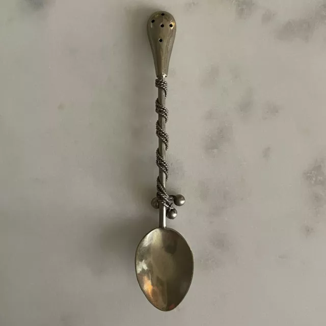 Vintage Sterling Silver Tea Spoon Rope & Tassels Baby Spoon Collectible Gift
