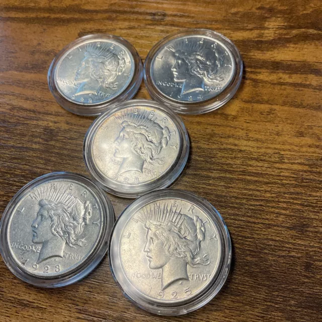 (5) Silver Peace Dollars Different  Dats and Mint Marks Nice! * Take a LooK*