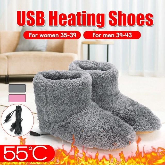Winter USB Heater Foot Shoes Electric Shoes Warming Pad Plush Warm Electric U5V7