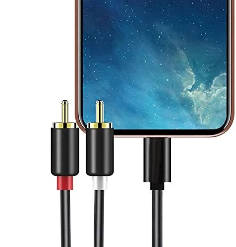 Lightning to RCA Audio Aux Cable, 2-Male RCA Stereo Y Splitter Cord Adapter