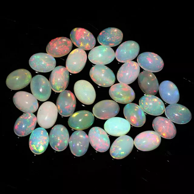 10 Pcs 6x4 MM Oval Lot 100% Natural Ethiopian Welo Fire Opal Loose Cabochon FO10