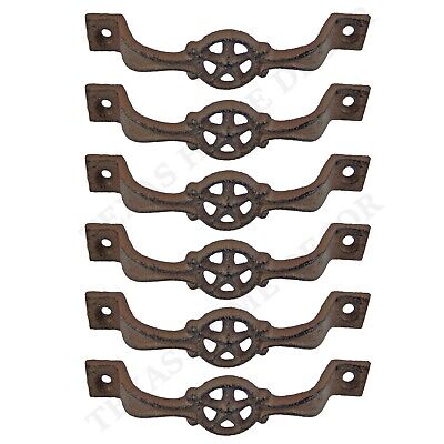 6 Star Handles Cast Iron Antique Style Rustic Barn Gate Drawer Pull Shed Door
