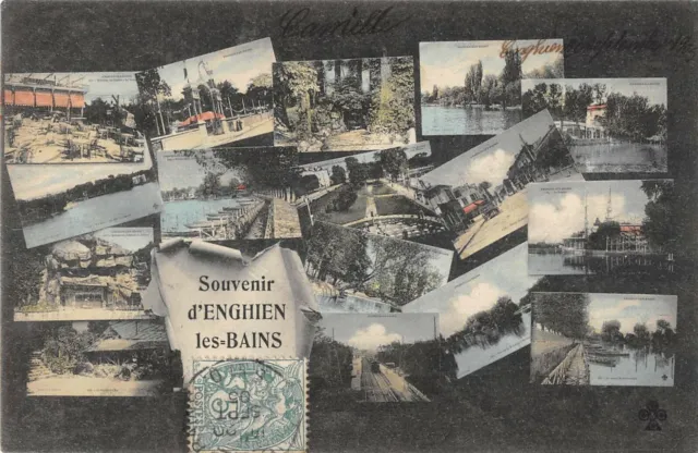 Cpa 95 Souvenir Of Enghien Les Bains
