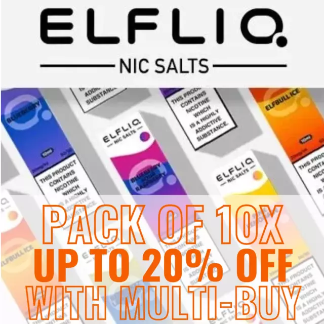 ELF LIQ NIC SALT ELFLIQ E LIQUID ELF BAR 10ML 10MG 20MG VAPE JUICE | PACK OF 10x