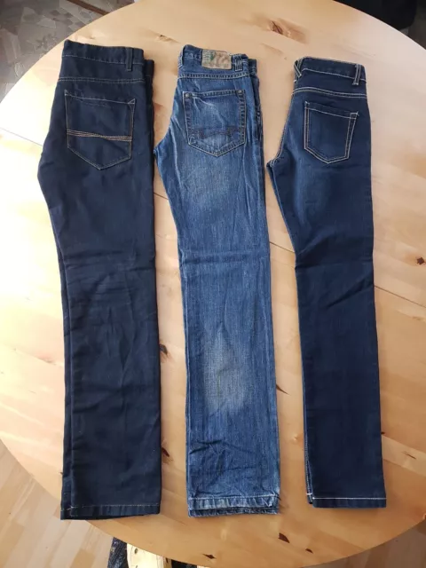 3 x Skinny Slim Jeans Hosen Mädchen Gr. 158 - blau