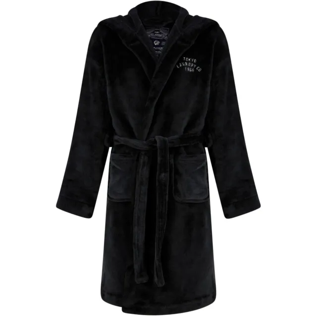 Tokyo Laundry Anders Soft Fleece Junior Dressing Gown - Black