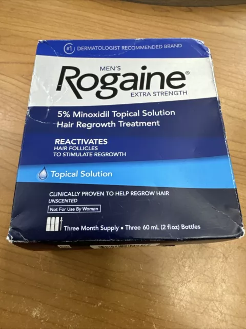 Rogaine Mens Extra Strength 5% Minoxidil Topical Solution 3 Month 12/2025+