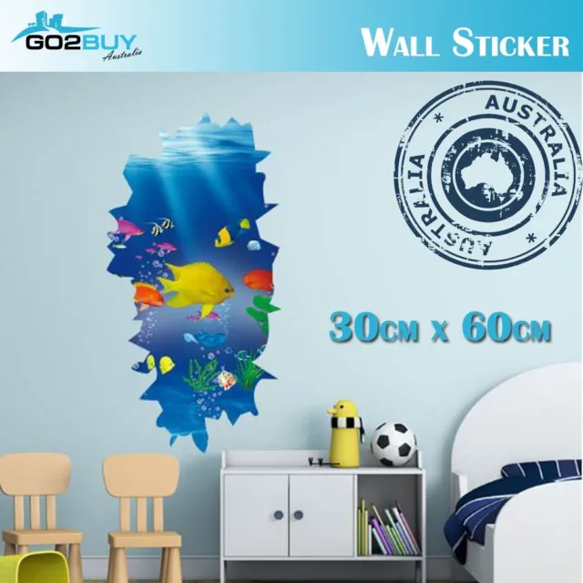 3D Wall Stickers Removable Sea Ocean Tropical Fish Room Decal Gift Bathroom