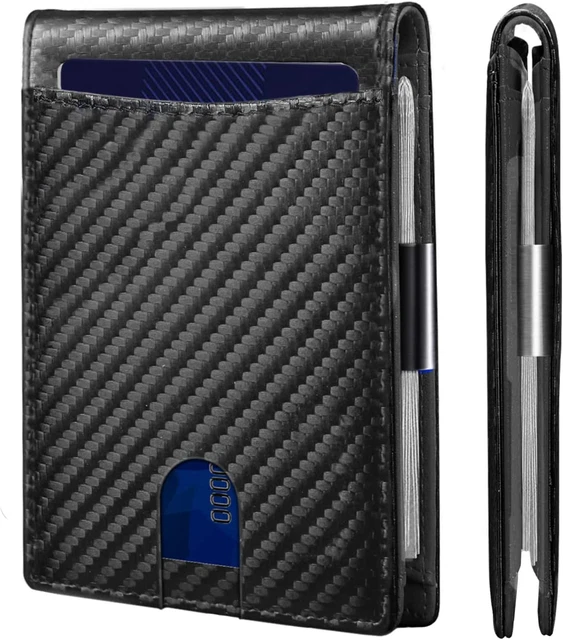 Slim Mens Wallet with Money Clip Leather RFID Blocking Bifold Credit Card Holder