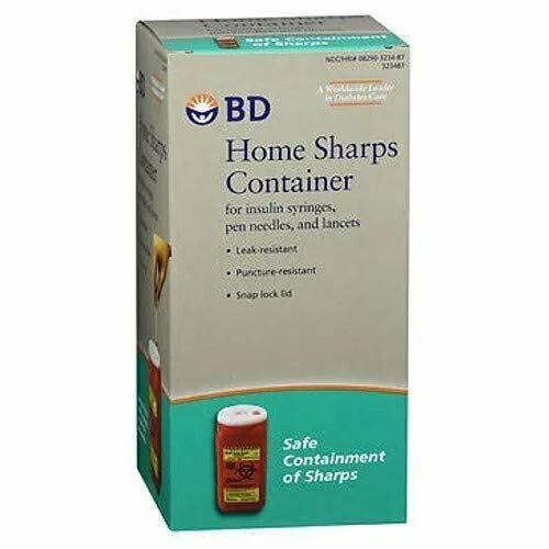 BD Home Sharps Container For Medical Equipment Leak Resistant Snap Lock 3 Pack