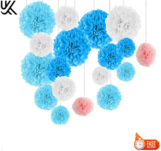 9 Pcs Mixed Tissue Paper Pom Poms Pompoms Hanging Wedding Garland Party Decor UK